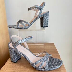Stuart Weitzman Starla 75 Block Heel Sandal In Gunmetal Sz 5
